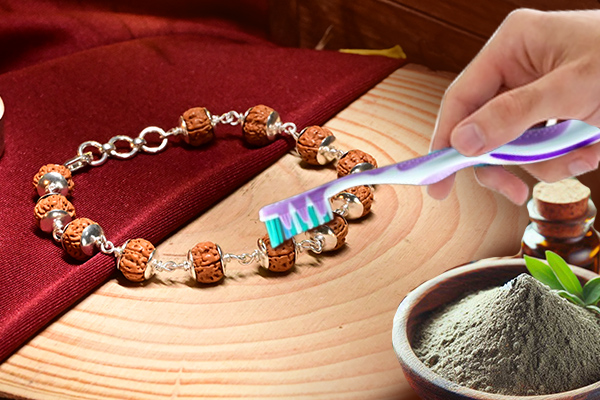 use a proper herbal polisher to clean rudraksha