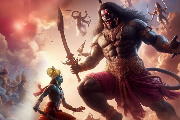 At Chandravati, the roaring demons attacked the Demigods
