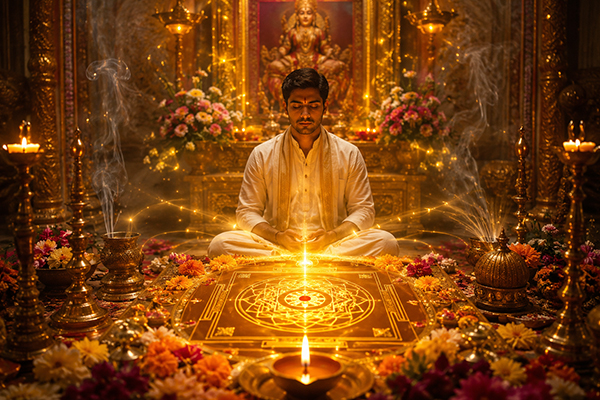 During worship or meditation