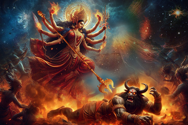Maa Durga battled Mahishasura