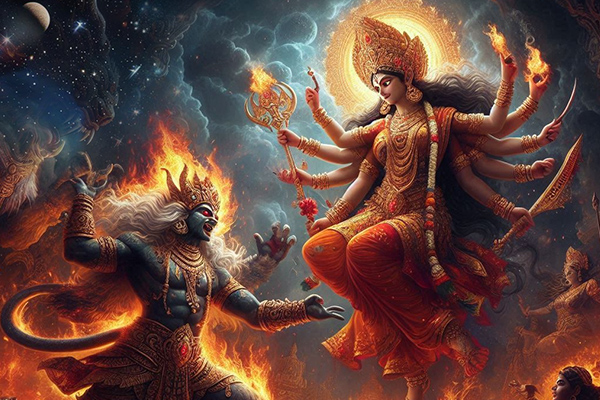 Maa Durga faced Raktabeej,