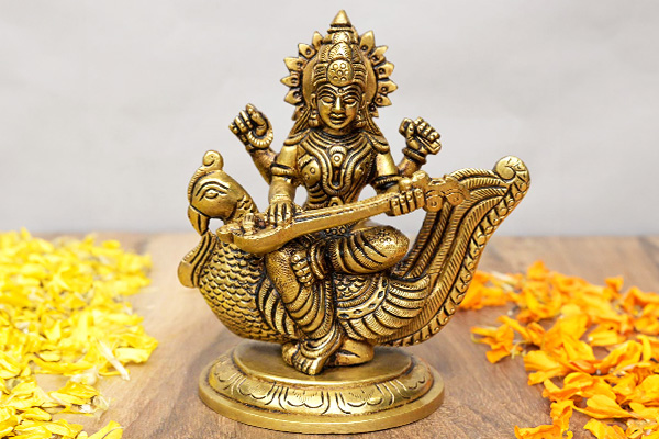 Goddess Saraswati Brass Idol