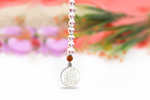 Hanging Saraswati Yantra Silver (Locket/Rosary) 