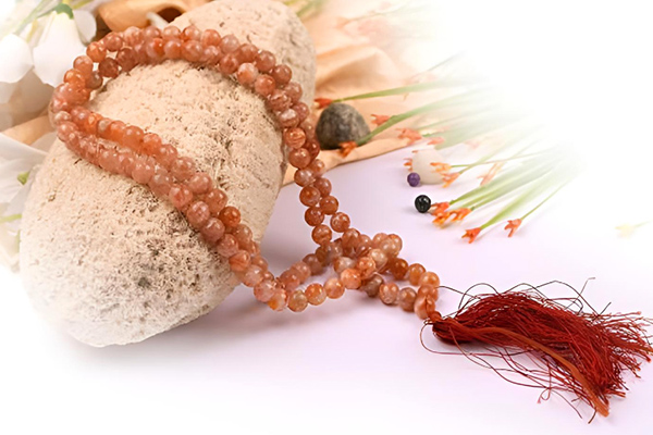 Red Sunstone round mala