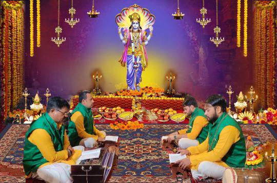 Performing Vishnu Sahasranama Puja