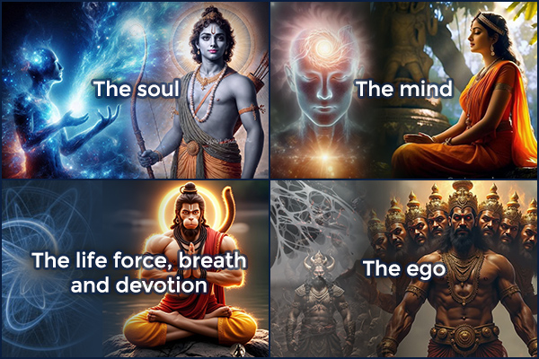 This inner war is symbolized through different characters: