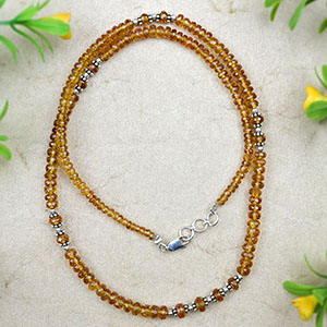 Yellow Sapphire Faceted Silver Chakri & Balls Necklace - 80 Carats