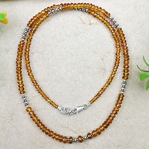 Yellow Sapphire Faceted Silver Chakri & Balls Necklace - 90 Carats
