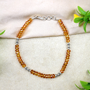 Yellow Sapphire Faceted Silver Balls & Chakri Bracelet 27.5 Carats