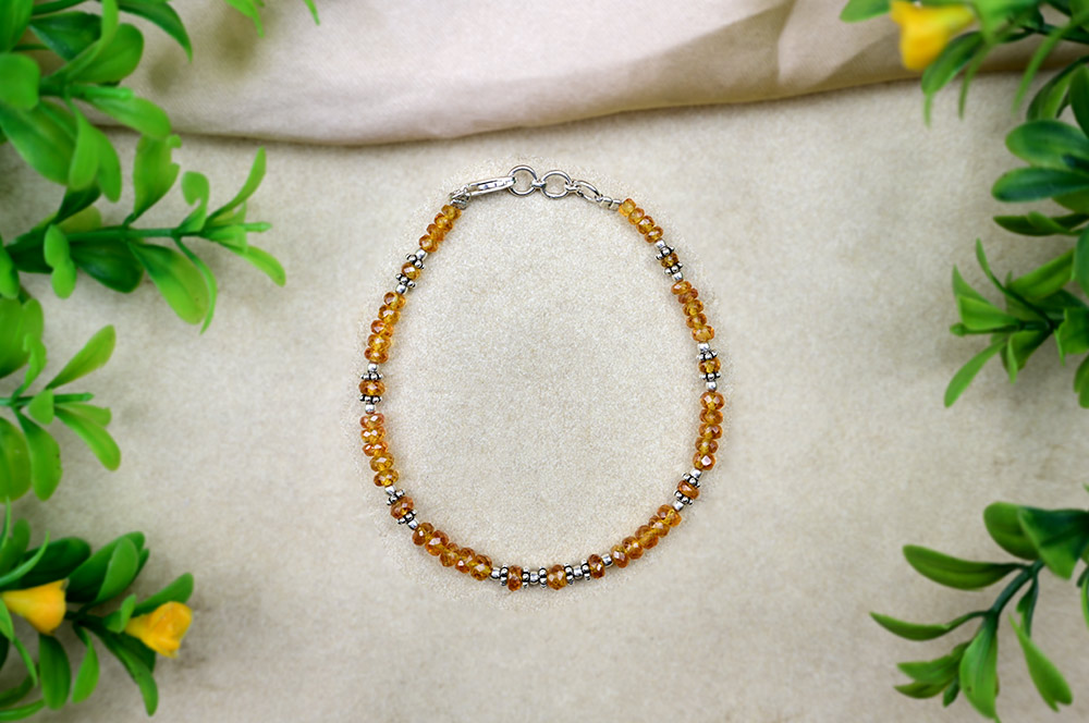 Yellow Sapphire Faceted Silver Chakri & Balls Bracelet - 18.55 Carats