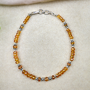 Yellow Sapphire Faceted Silver Chakri & Balls Bracelet - 18.55 Carats