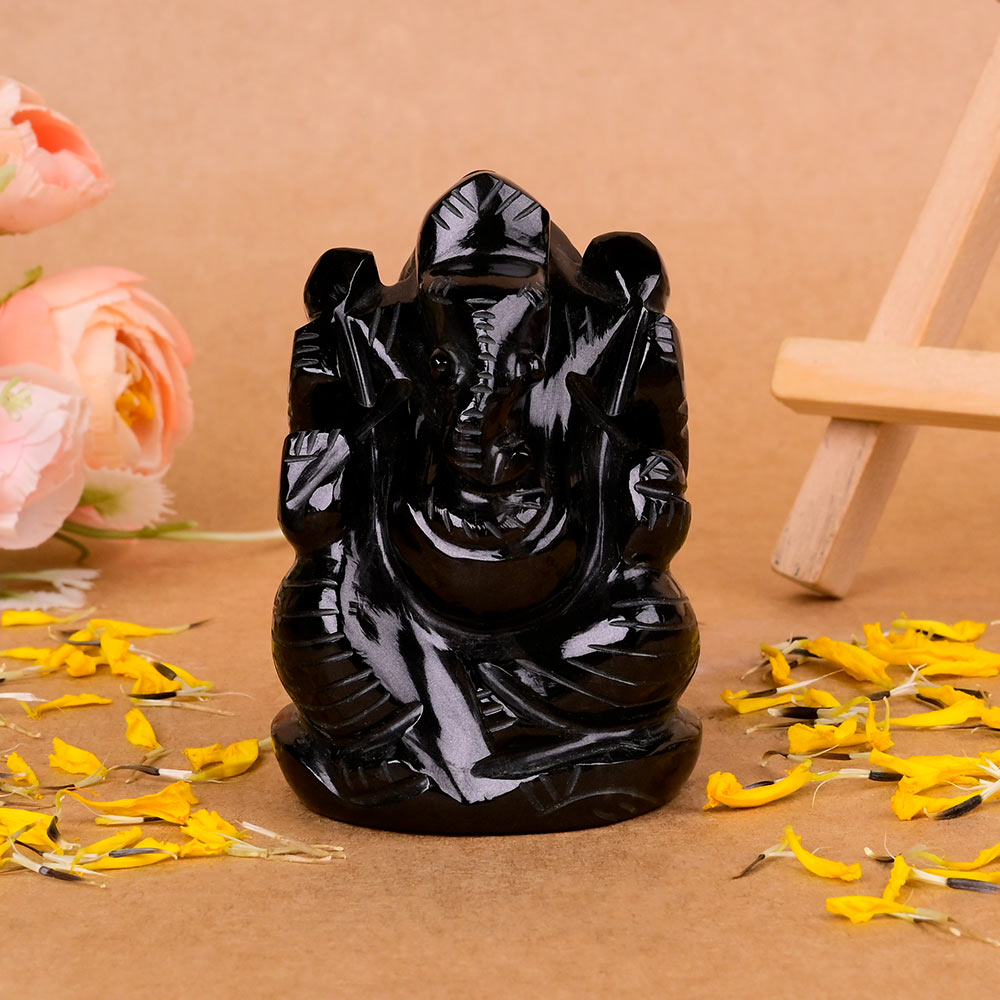 Black Agate Ganesh Idol - 183 gms