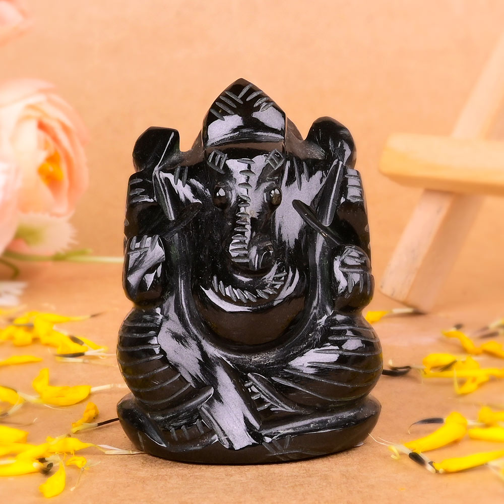 Black Agate Ganesh Idol - 115 gms