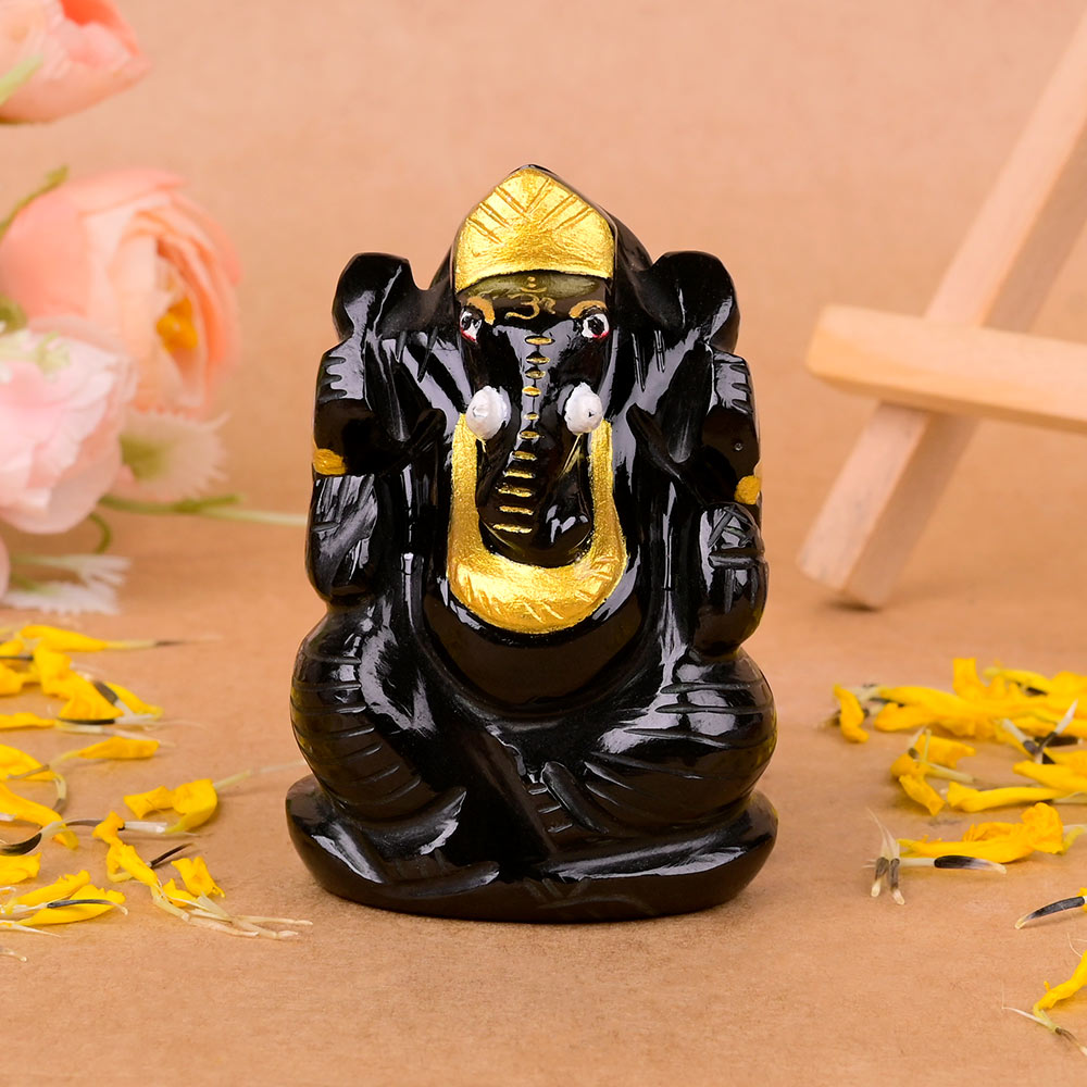 Black Agate Ganesh Idol - 145 gms