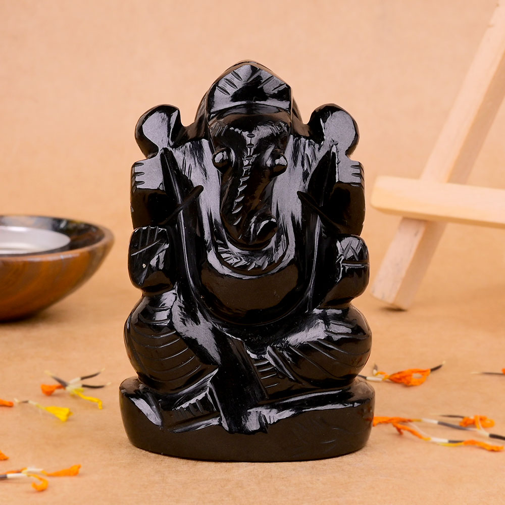 Black Agate Ganesh Idol - 223 gms