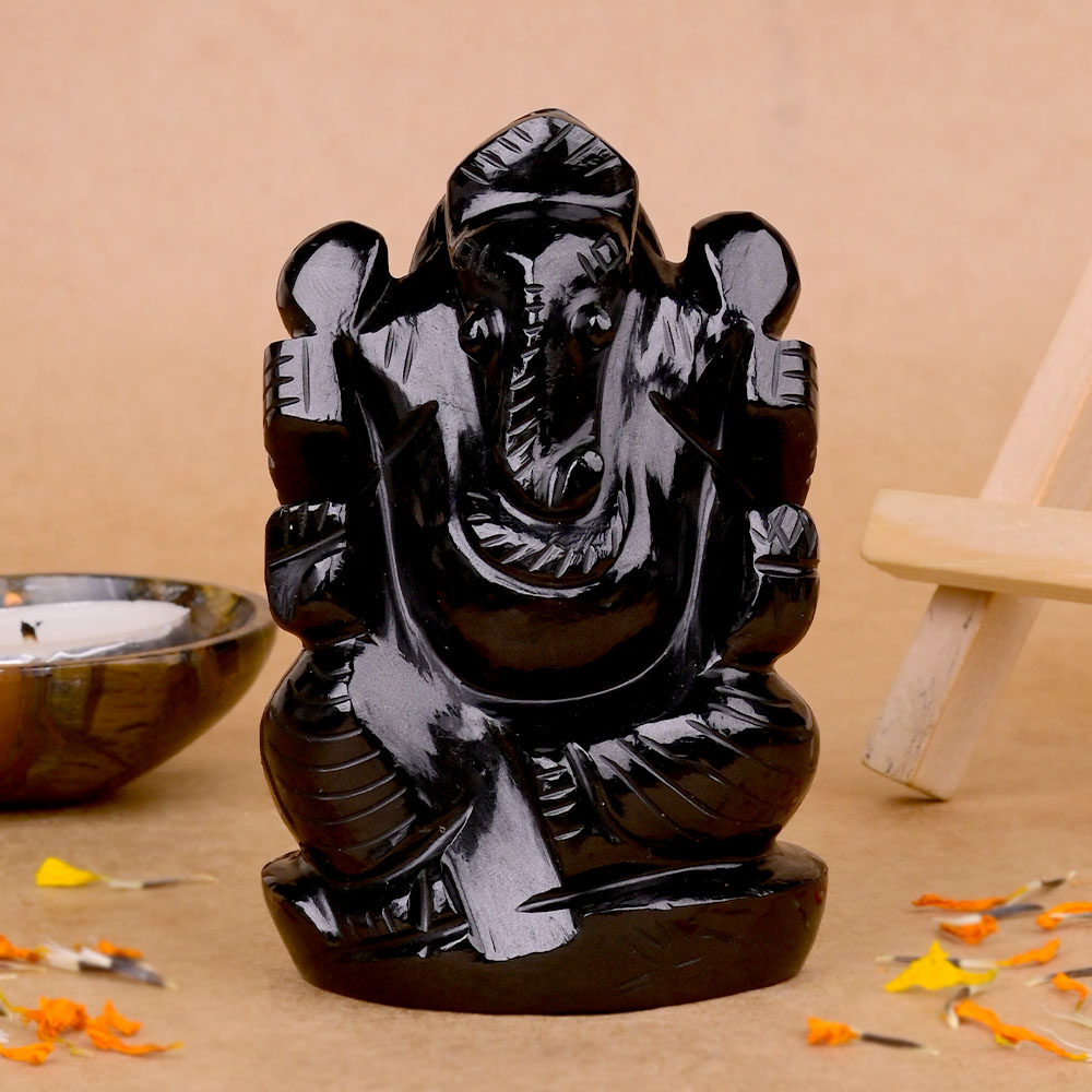 Black Agate Ganesh Idol - 220.59 gms