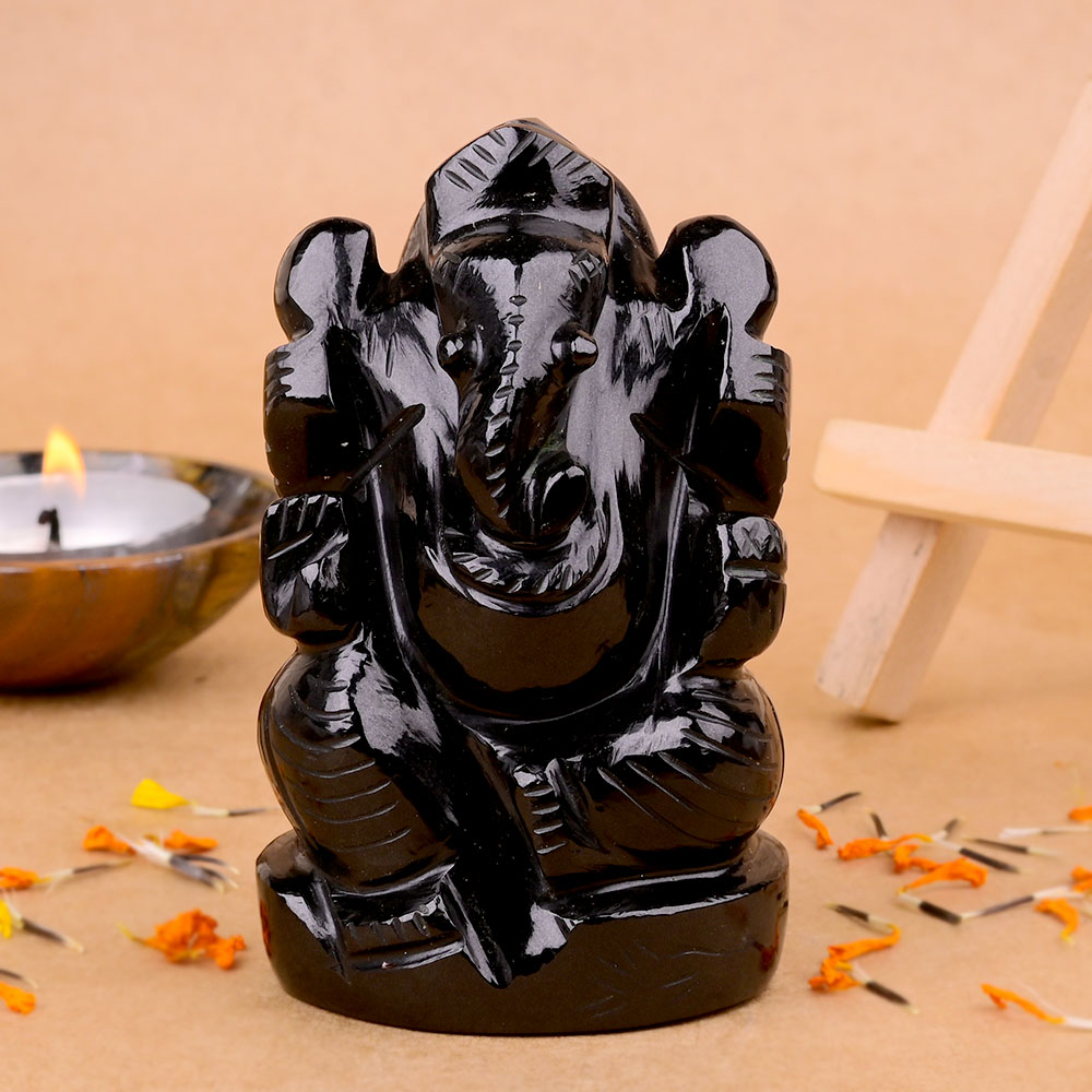 Black Agate Ganesh Idol - 231.19 gms