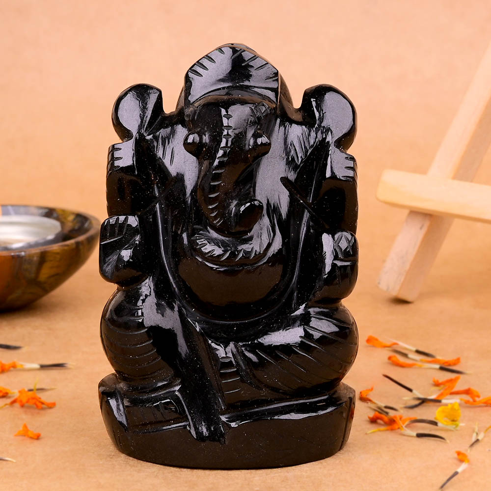 Black Agate Ganesh Idol - 280.72 gms