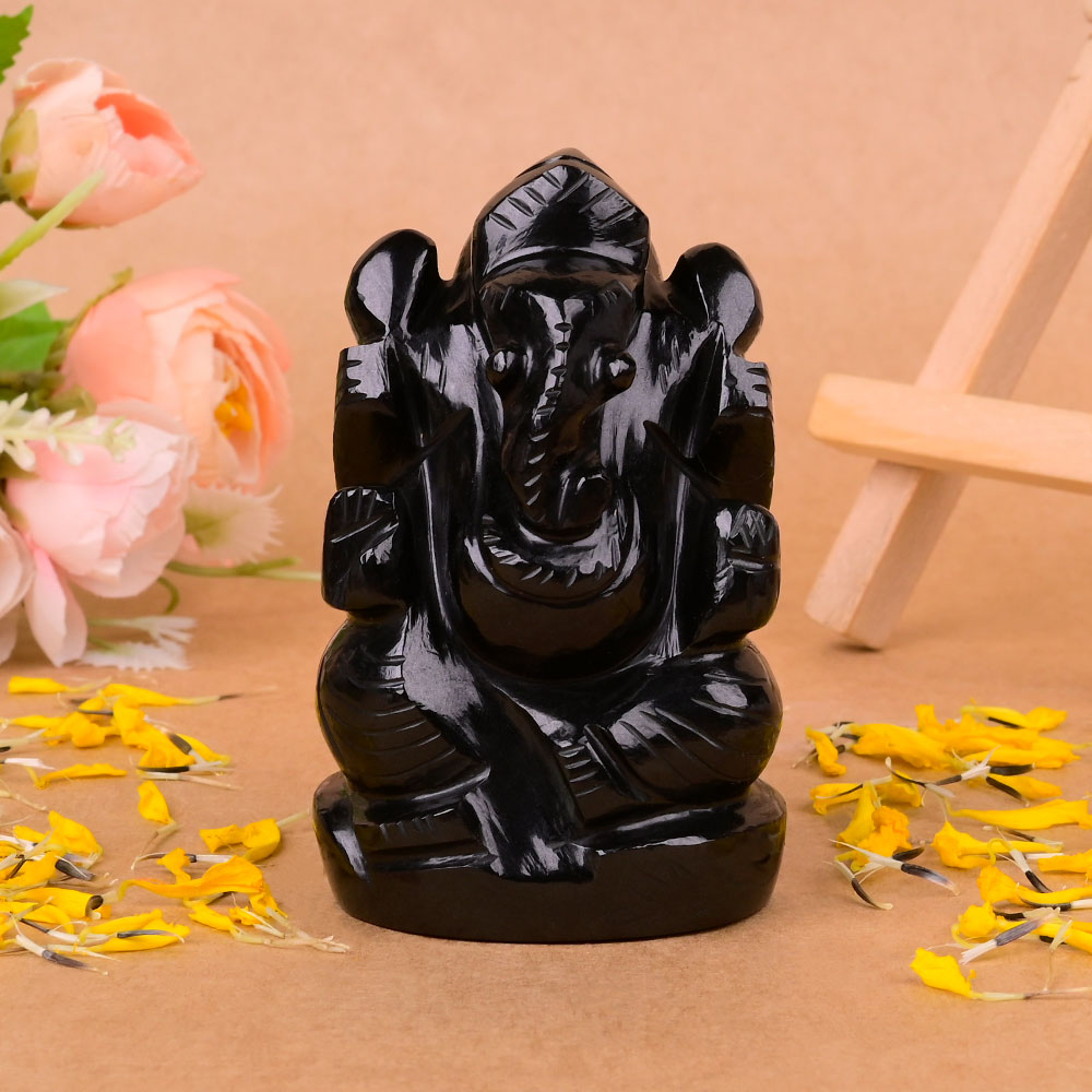Black Agate Ganesh Idol - 217.44 gms