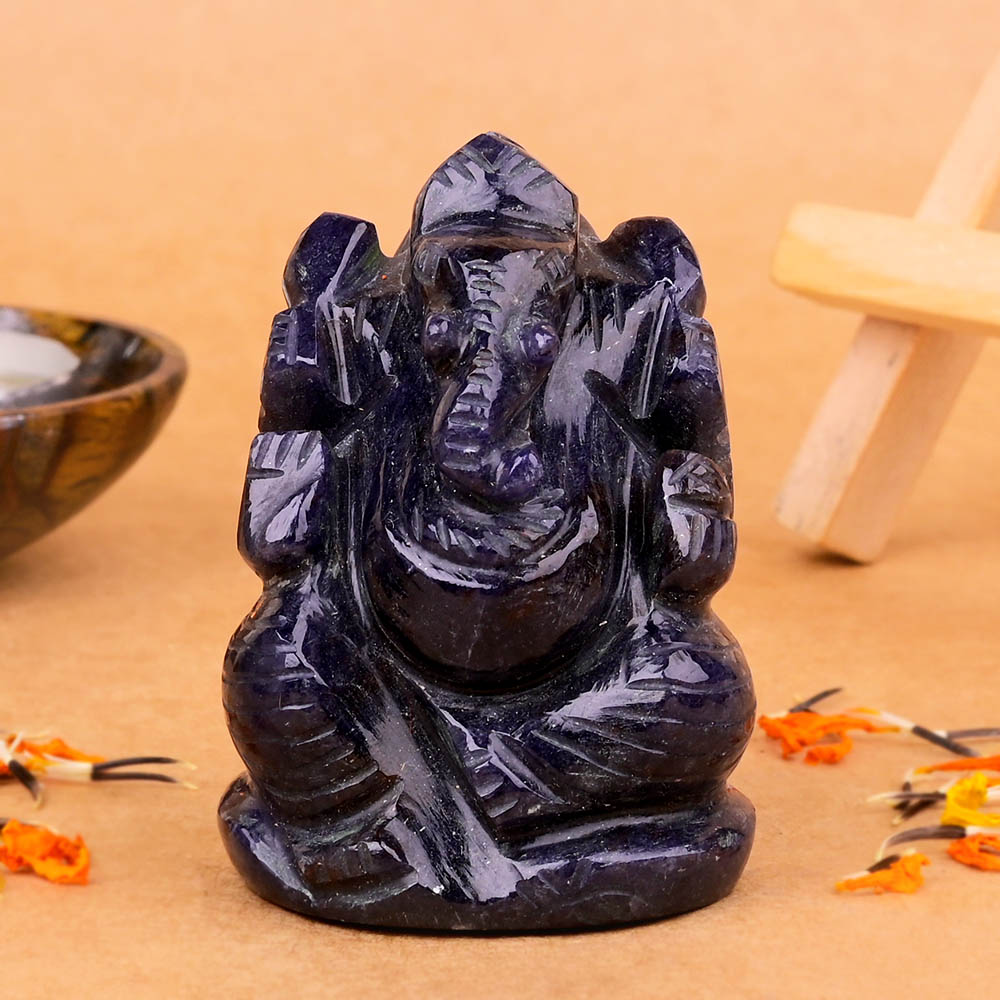 Blue Jade Ganesha Idol - 118 gms