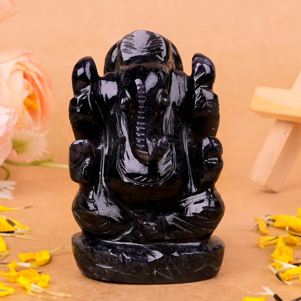 Blue Jade Ganesha Idol - 109 gms