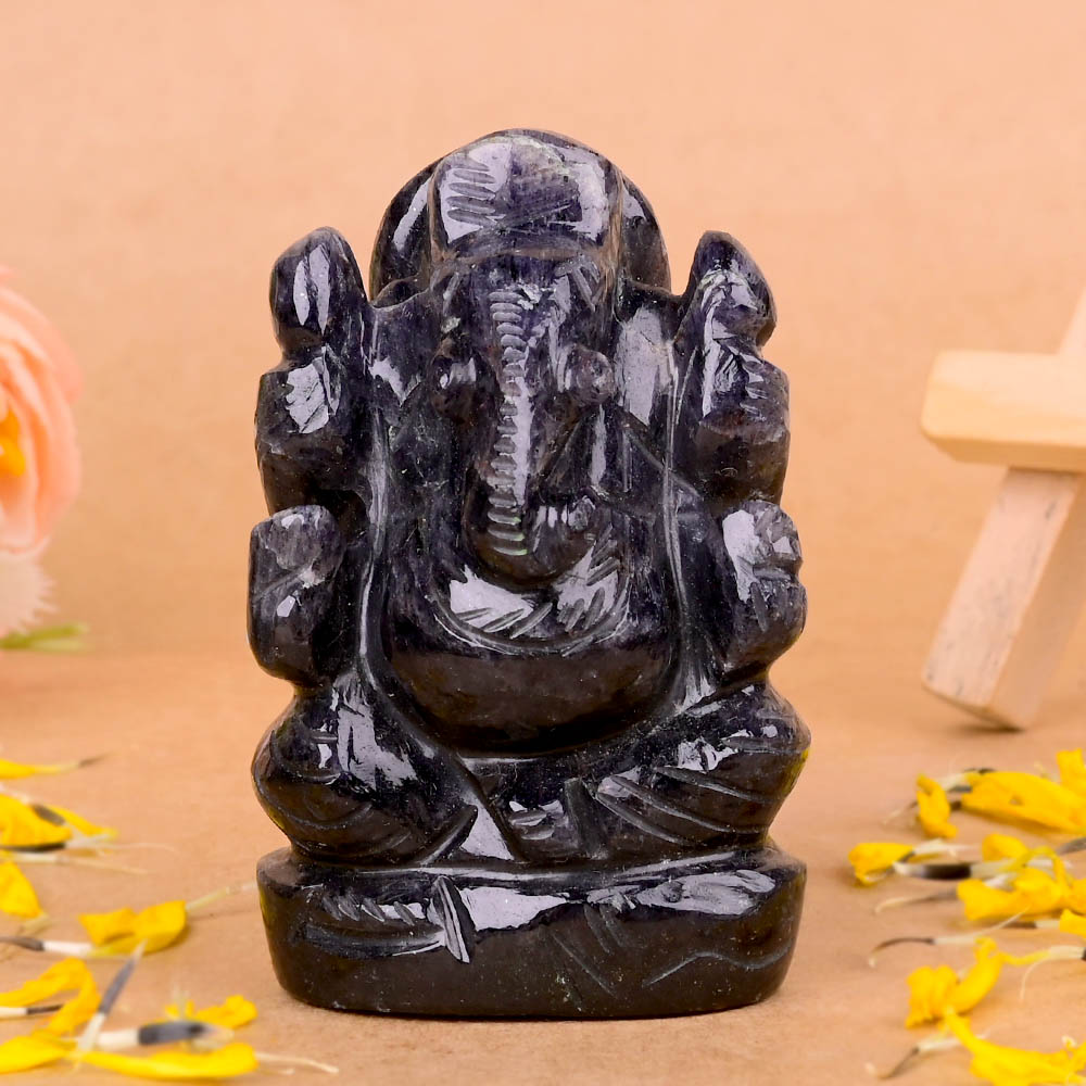 Blue Jade Ganesha Idol - 114 gms