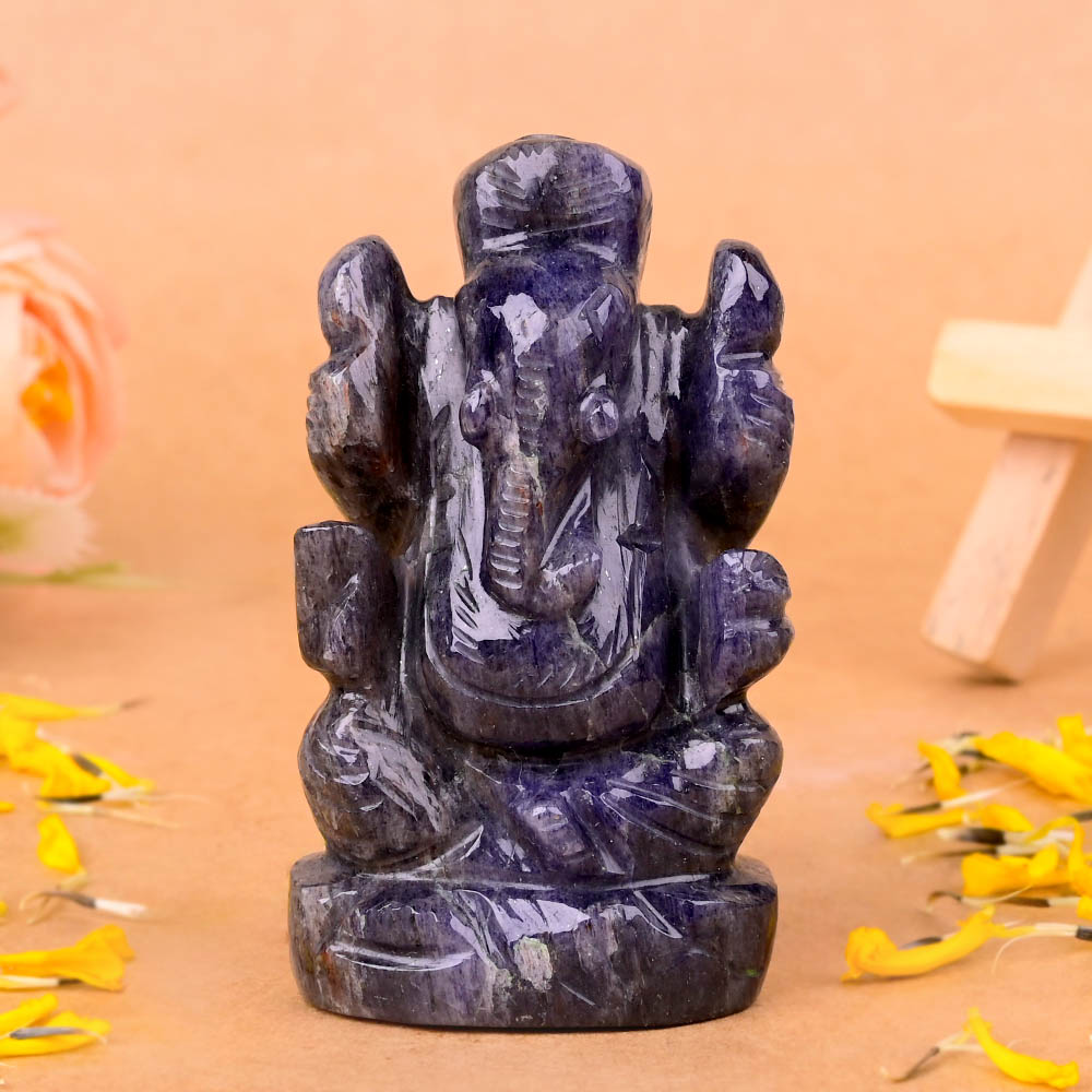 Blue Jade Ganesha Idol - 78 gms