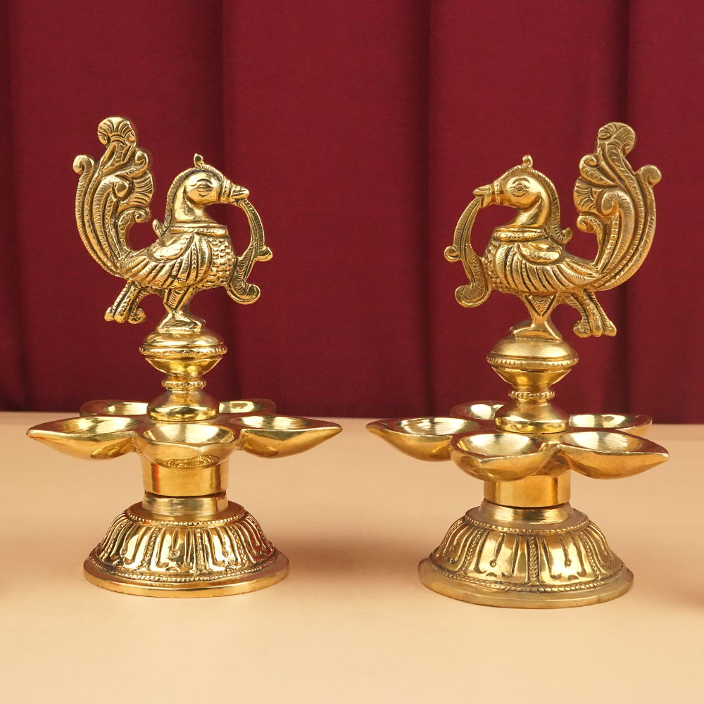 Peacock Brass Diya