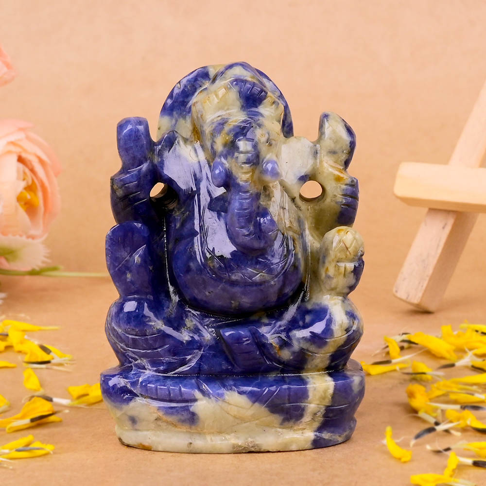 Blue Sodalite Ganesha Idol - 153 gms