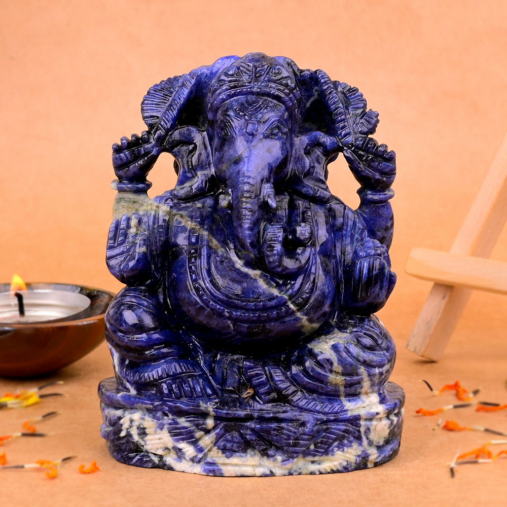 Blue Sodalite Ganesha Idol - 411 gms