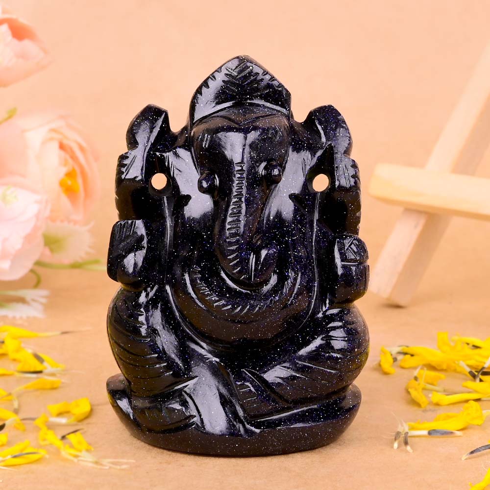 Blue Sunstone Ganesha Idol - 190 gms