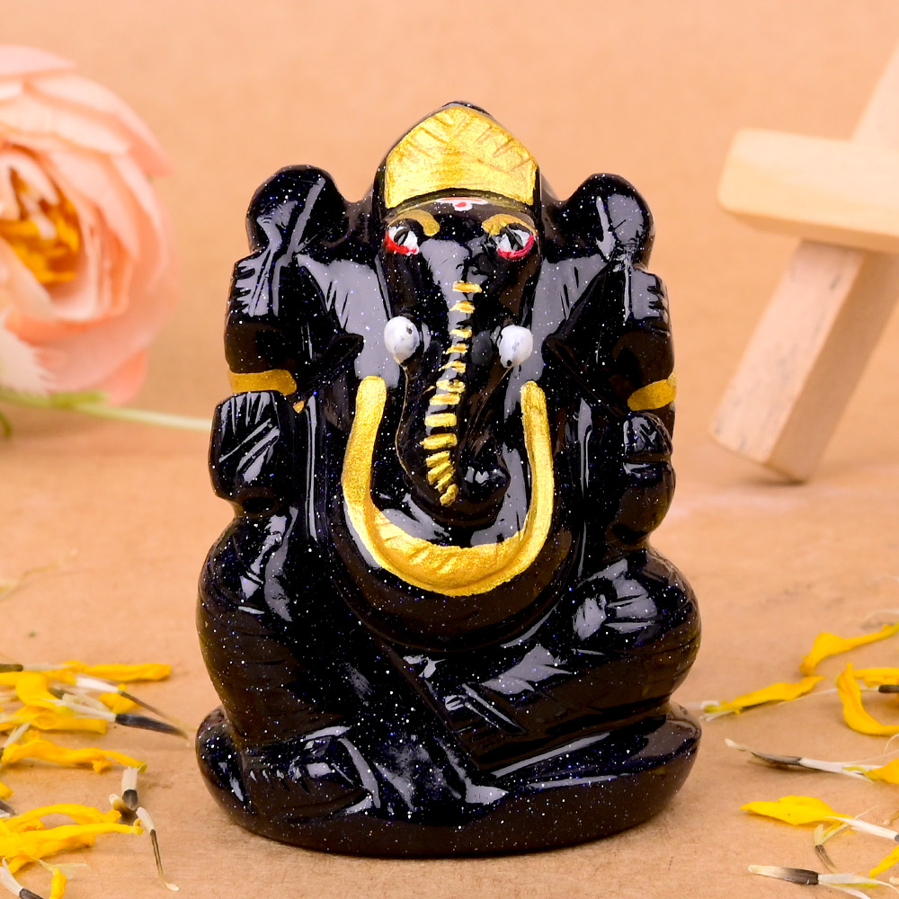 Blue Sunstone Ganesha Idol - 90 gms
