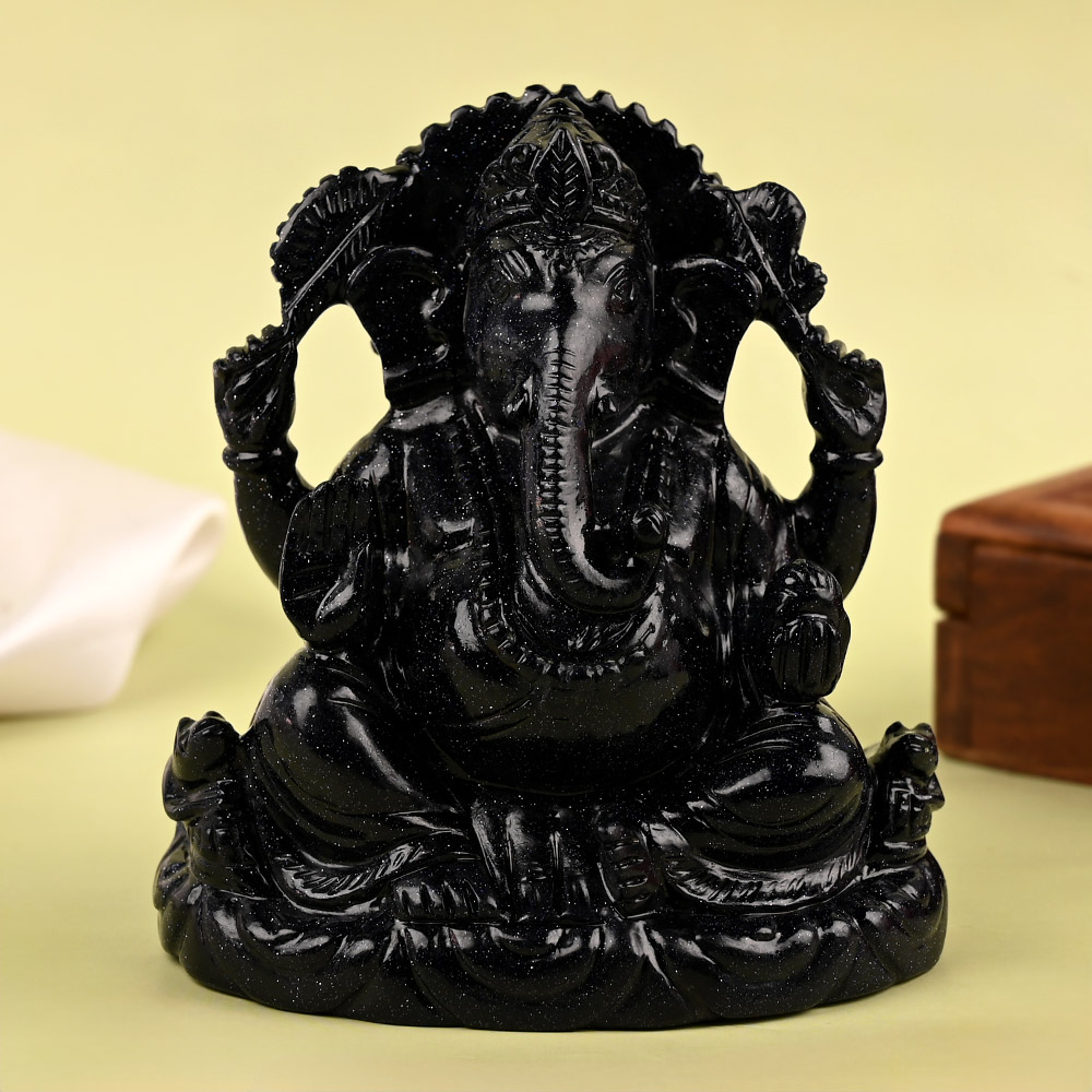 Blue Sunstone Ganesha Idol - 540 gms