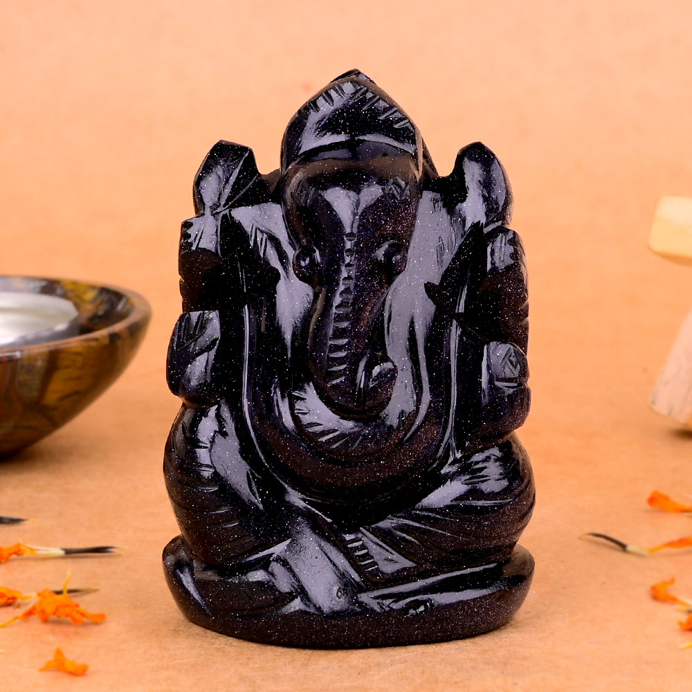 Blue Sunstone Ganesha Idol - 129 gms