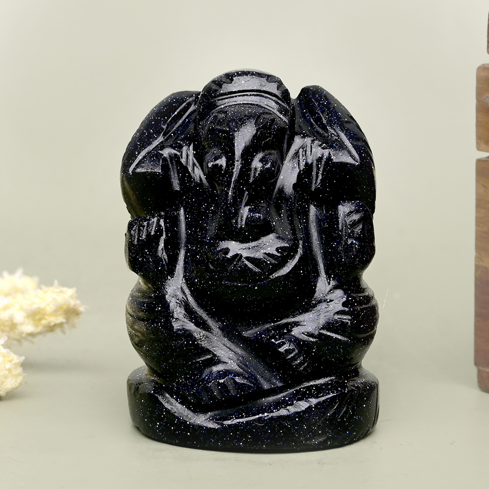 Blue Sunstone Ganesha Idol - 81 gms