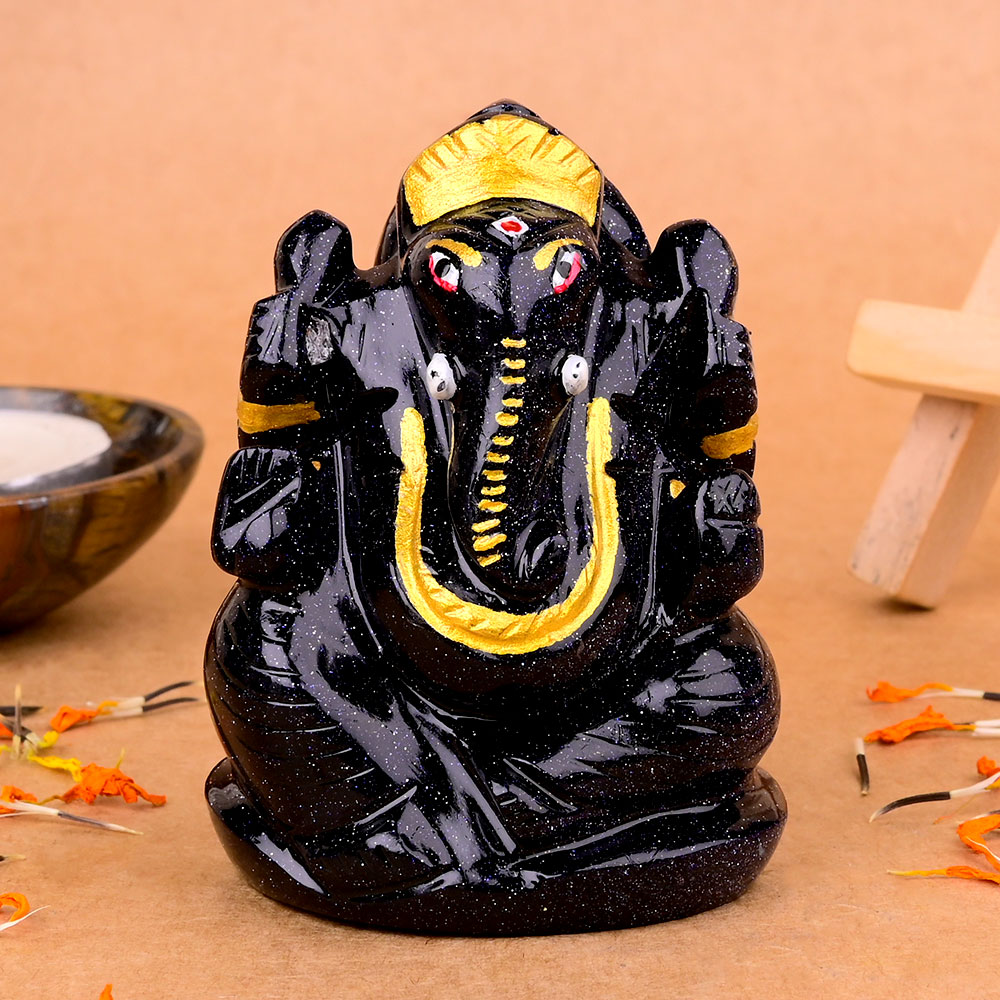 Blue Sunstone Ganesha Idol - 206 gms