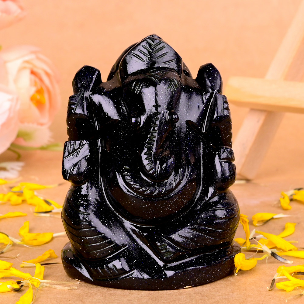Blue Sunstone Ganesha Idol - 150 gms