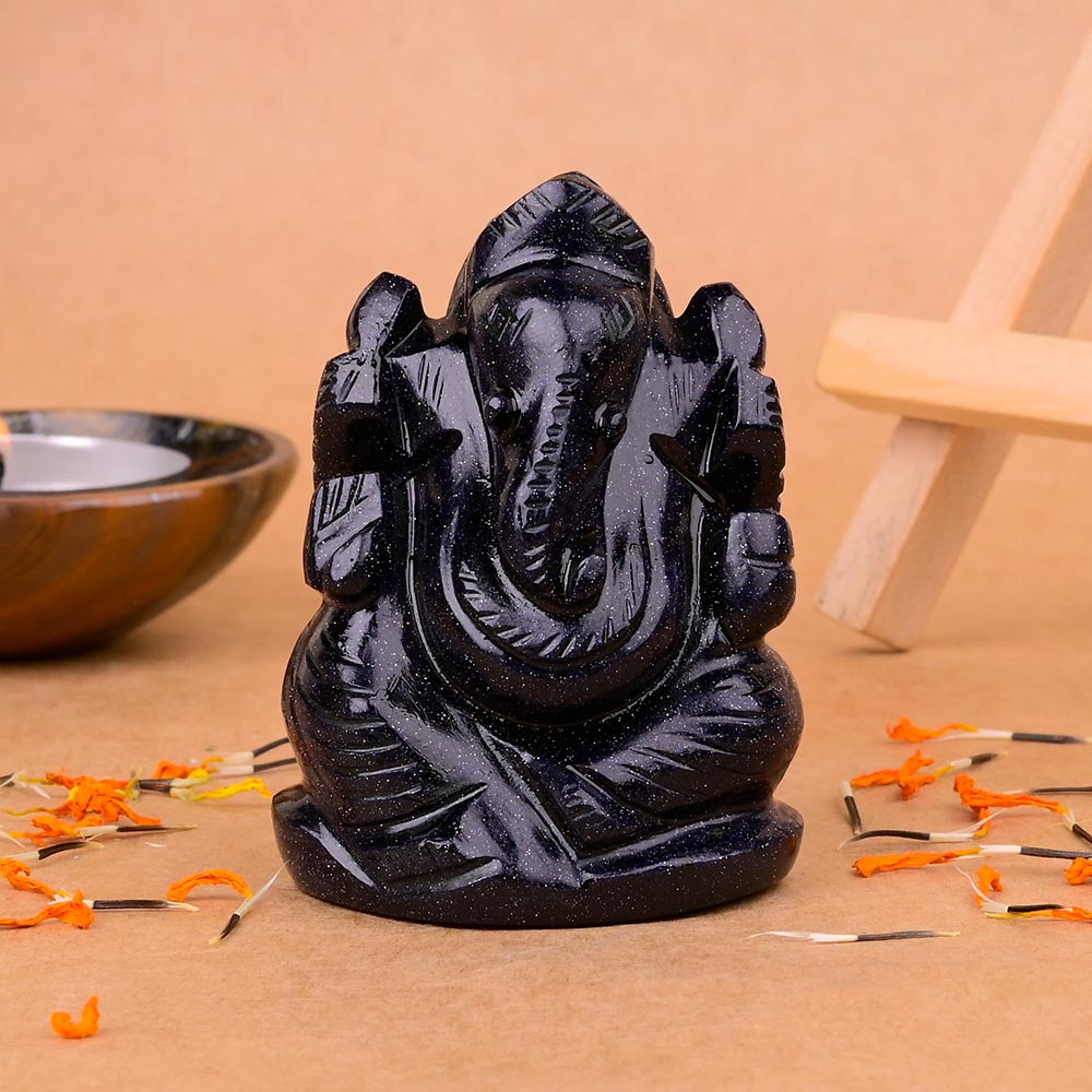 Blue Sunstone Ganesha Idol - 108 gms