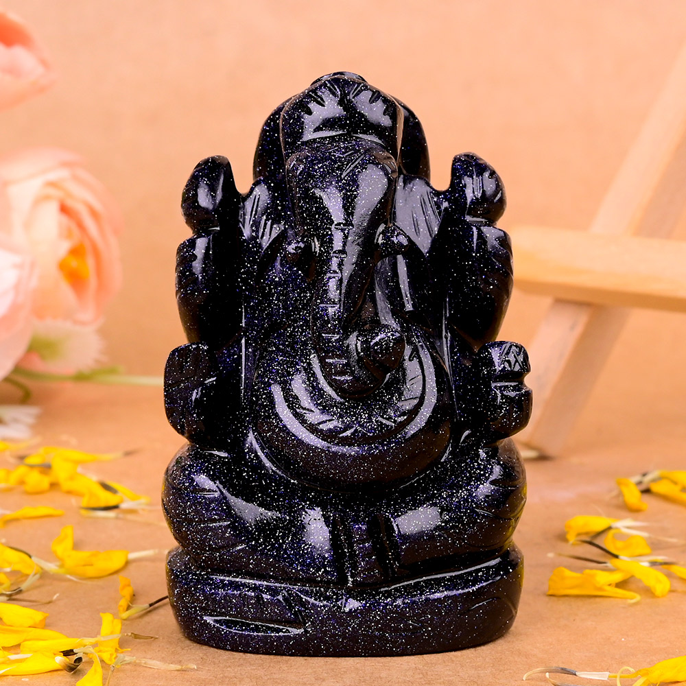 Blue Sunstone Ganesha Idol - 136 gms