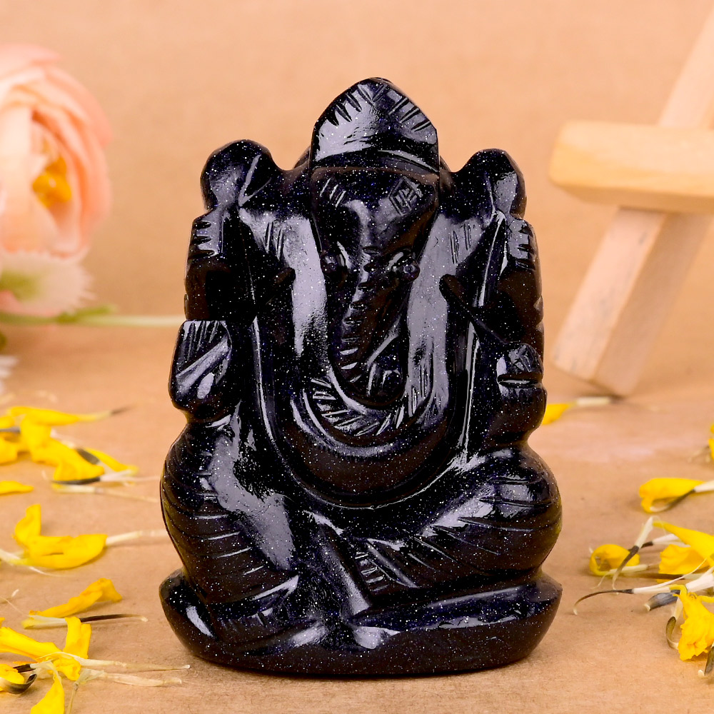 Blue Sunstone Ganesha Idol - 78 gms