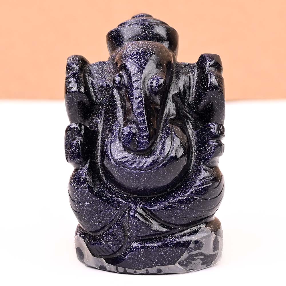 Buy Siddha Ganesha (Right Side Trunk) Blue Sunstone Idol - 70 gms from Rudra Centre (Rudraksha Ratna) at reasonable prices.