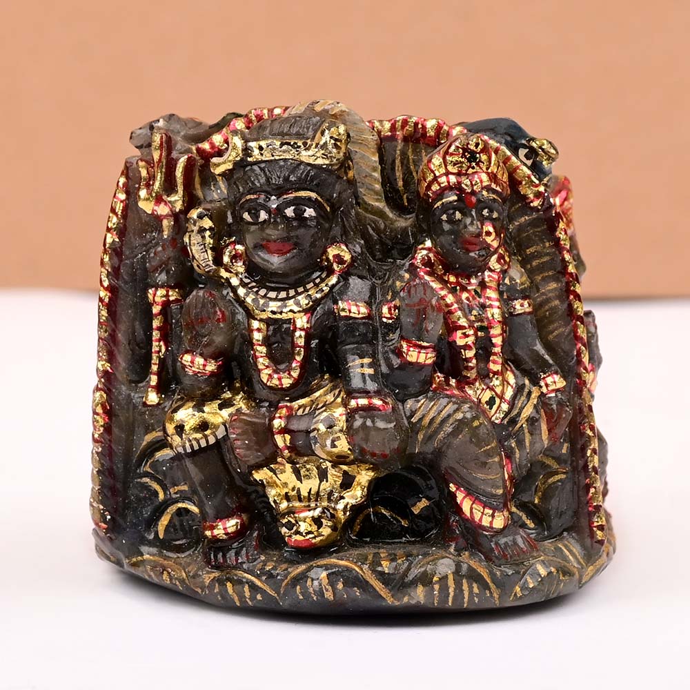Buy Blue Sapphire Shiva Parivar Statue - 1193 carats from Rudra Centre (Rudraksha Ratna) at reasonable prices.