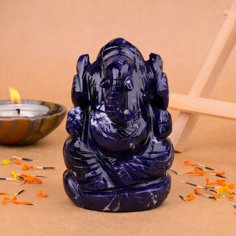 Blue Sodalite Ganesha Idol - 209 gms