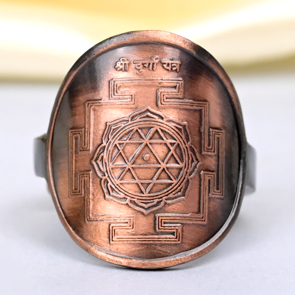 Buy Durga Yantra Ring in Copper from Rudra Centre (Rudraksha Ratna) at reasonable prices.