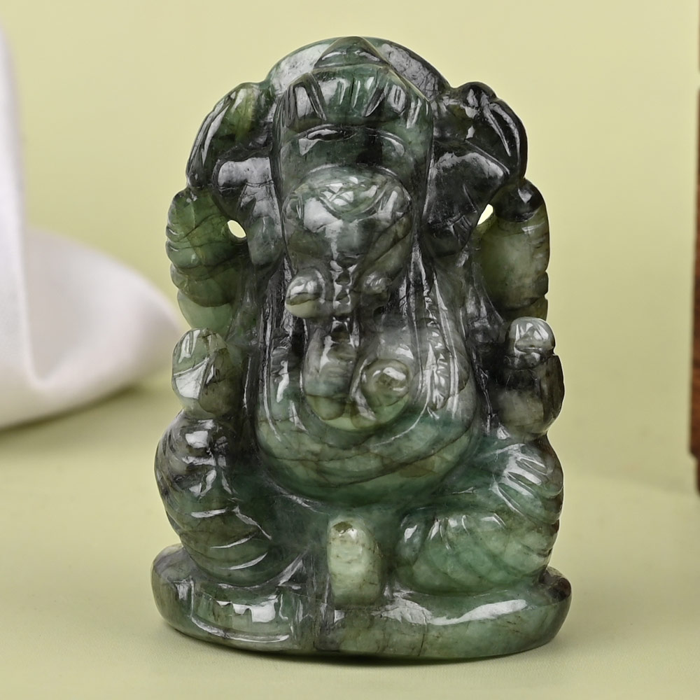 Emerald Ganesha Idol - 212 Carat