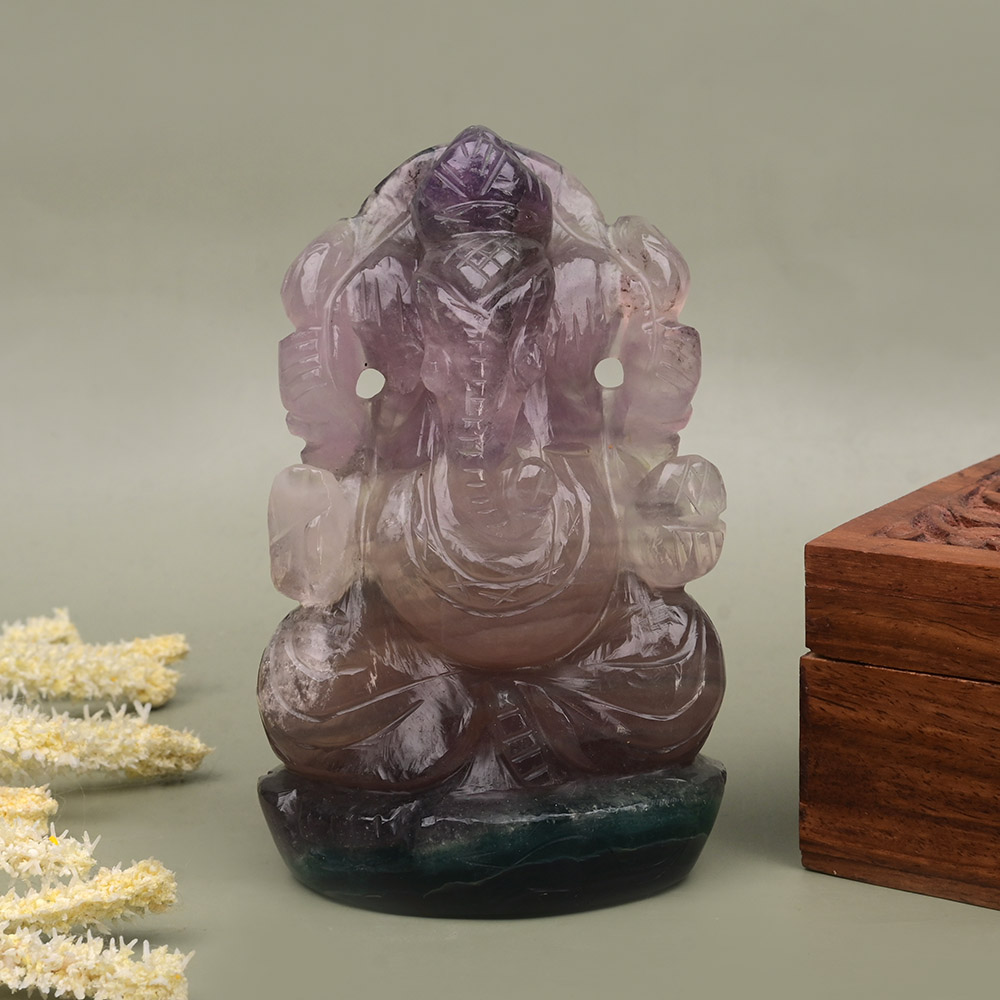 Multi Fluorite Ganesha Idol - 566 gms
