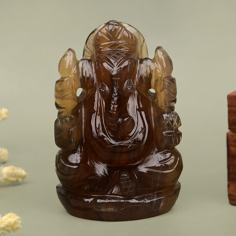 Multi Fluorite Ganesha Idol - 338 gms
