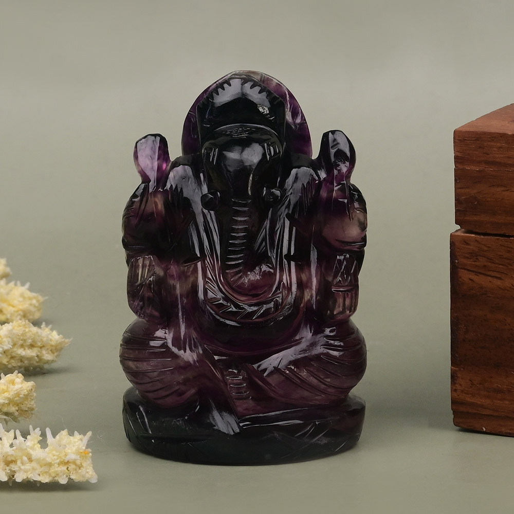 Fluorite Ganesha Idol - 132 gms