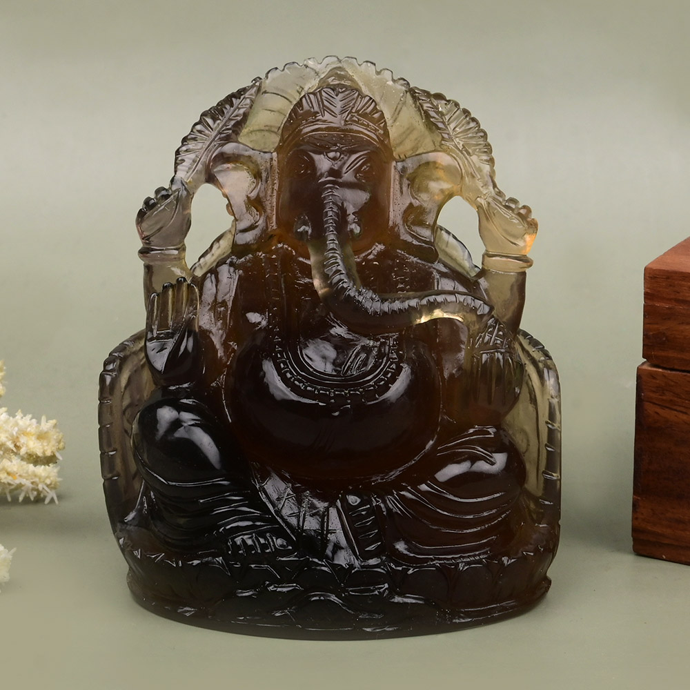Fluorite Ganesha Idol - 521 gms