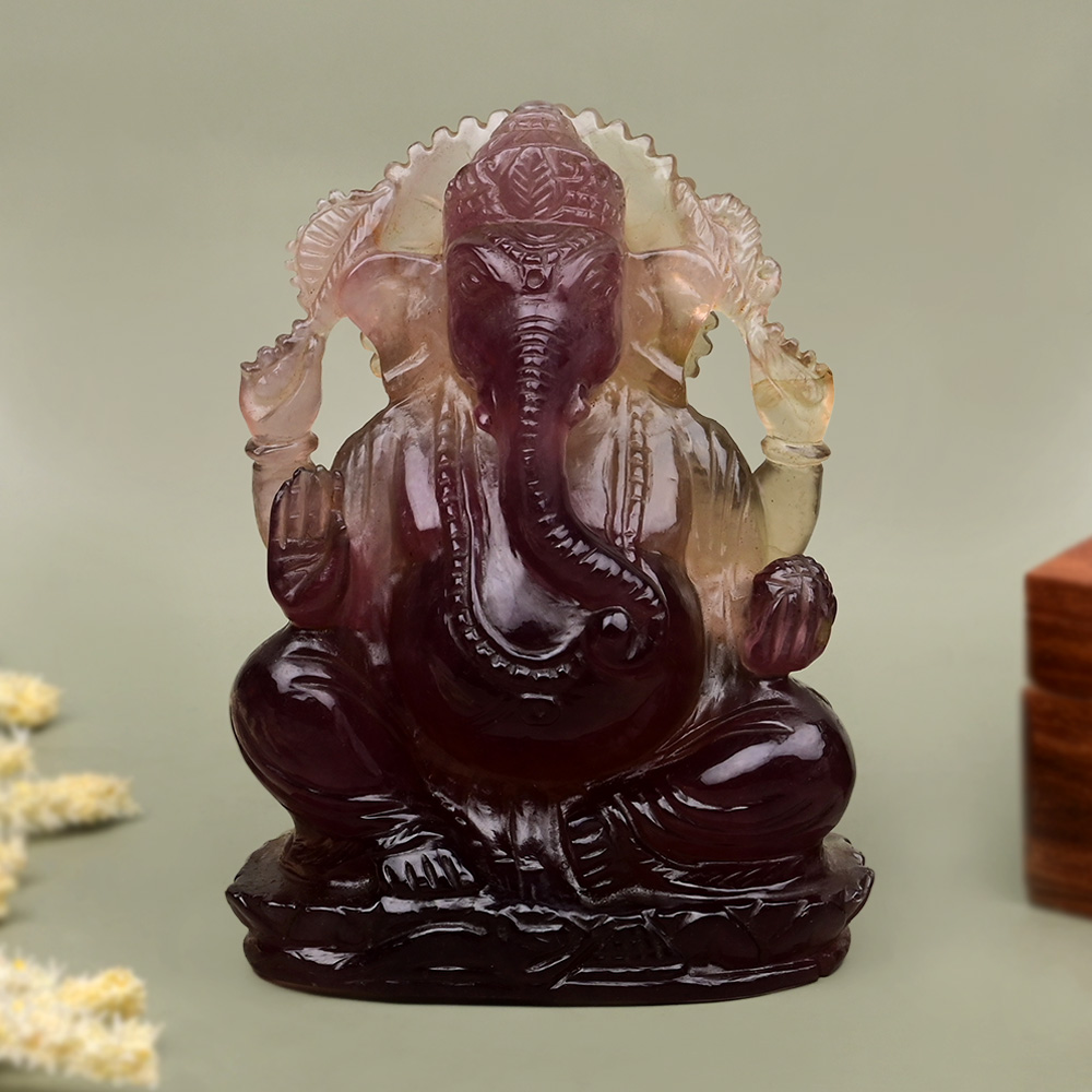 Fluorite Ganesha Idol - 885 gms